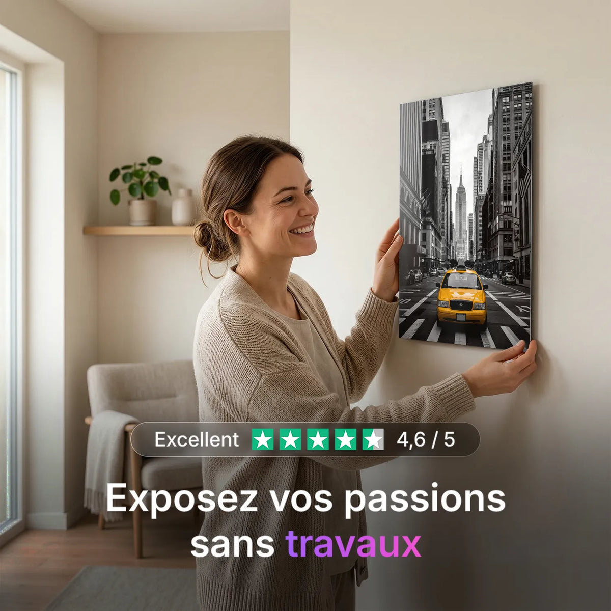 Tableau Taxi de New York | en Métal Format A3