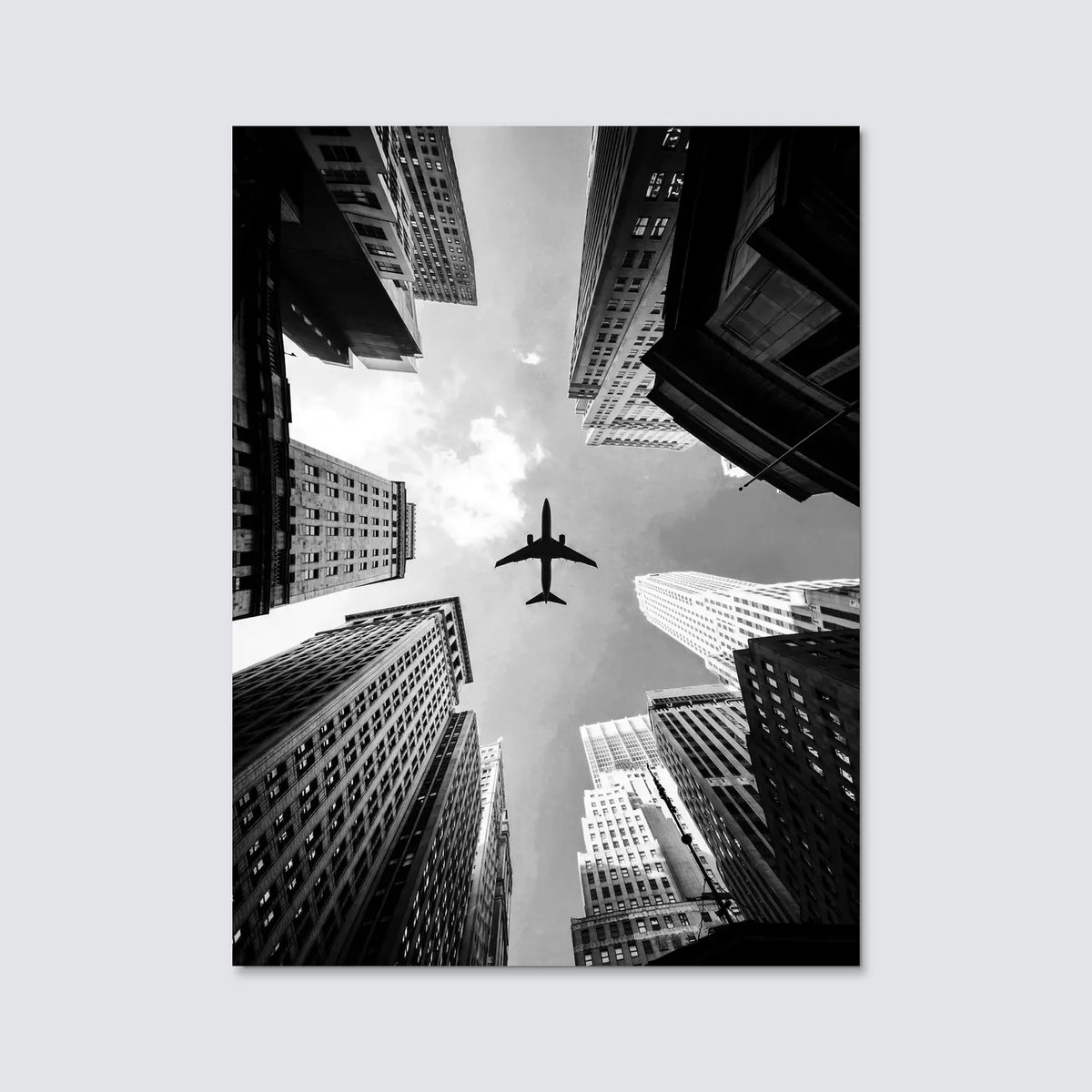 Tableau Buildings New Yorkais N&B | en Métal Format A3