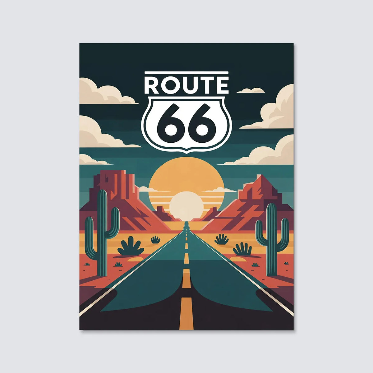 Tableau Route 66 - Illustration | en Métal Format A3