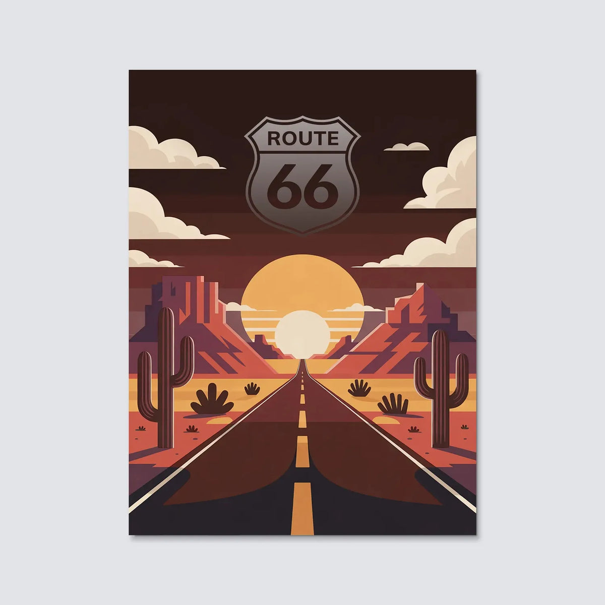 Tableau U.S. Route 66 - Illustration | en Métal Format A3