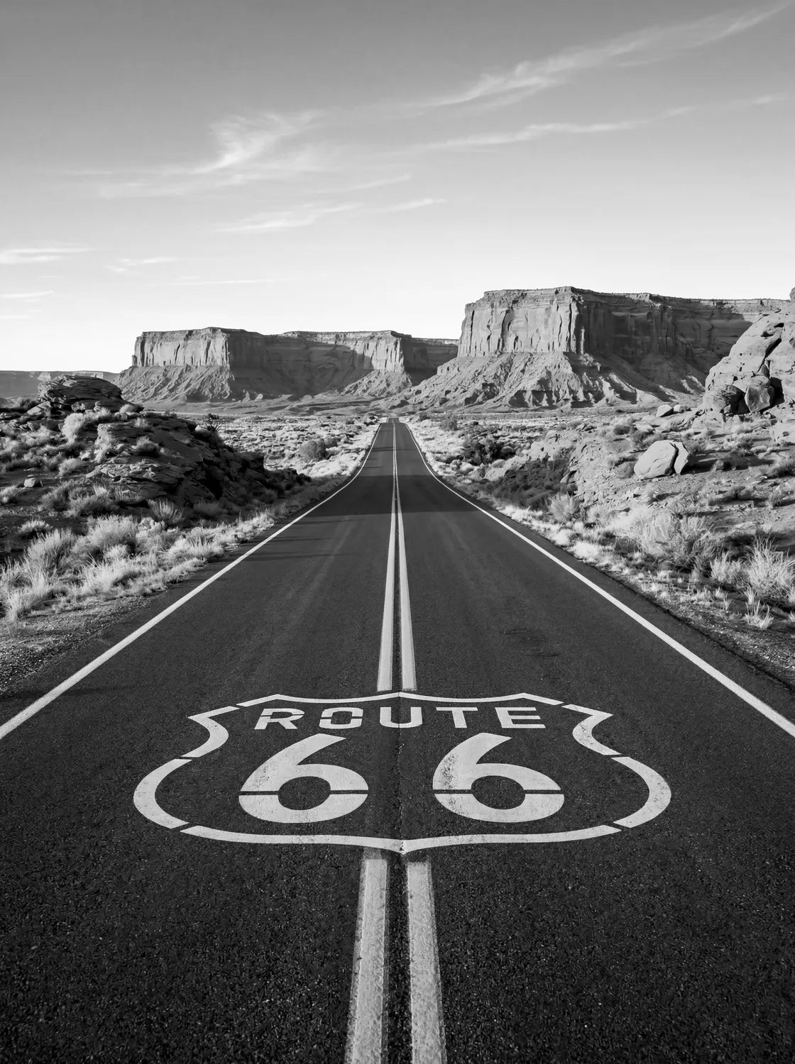 Tableau U.S. Route 66 N&B | en Métal Format A3