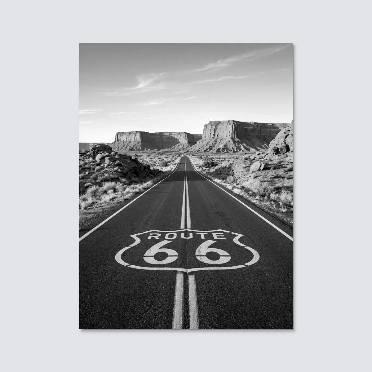 Tableau U.S. Route 66 N&B | en Métal Format A3