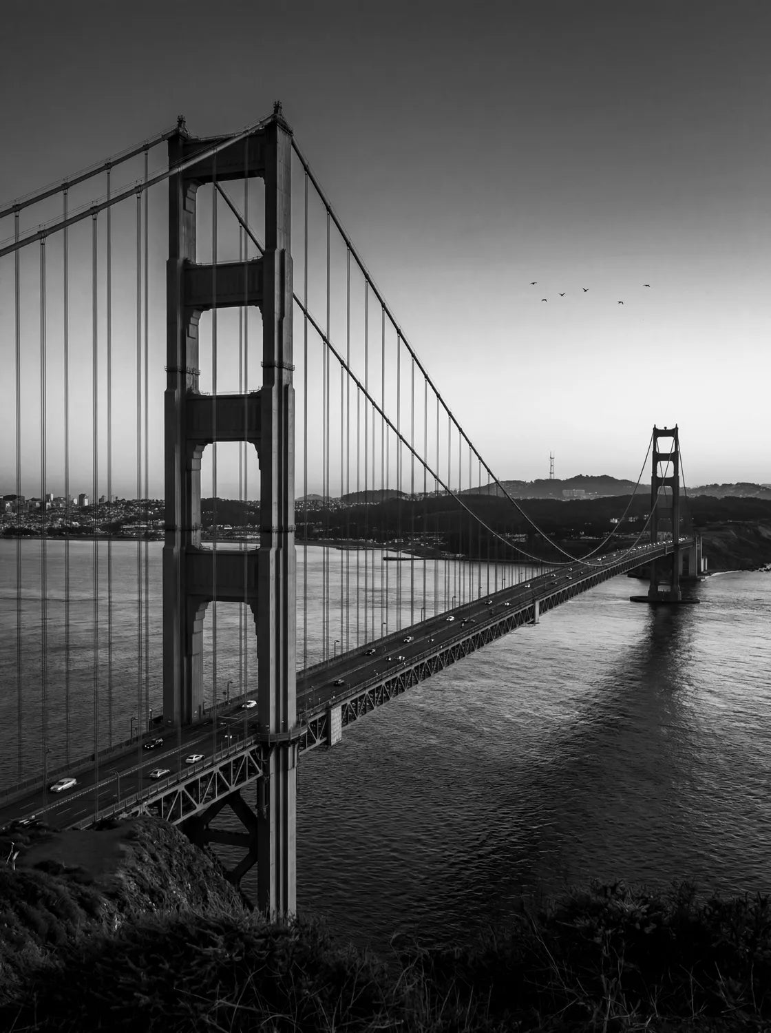 Tableau Golden Gate Bridge San Francisco N&B | en Métal Format A3