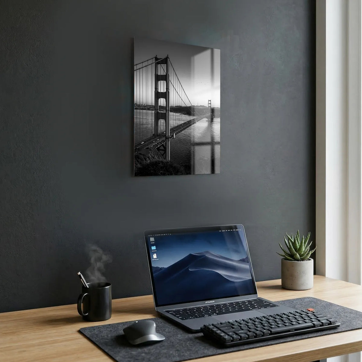 Tableau Golden Gate Bridge San Francisco N&B | en Métal Format A3