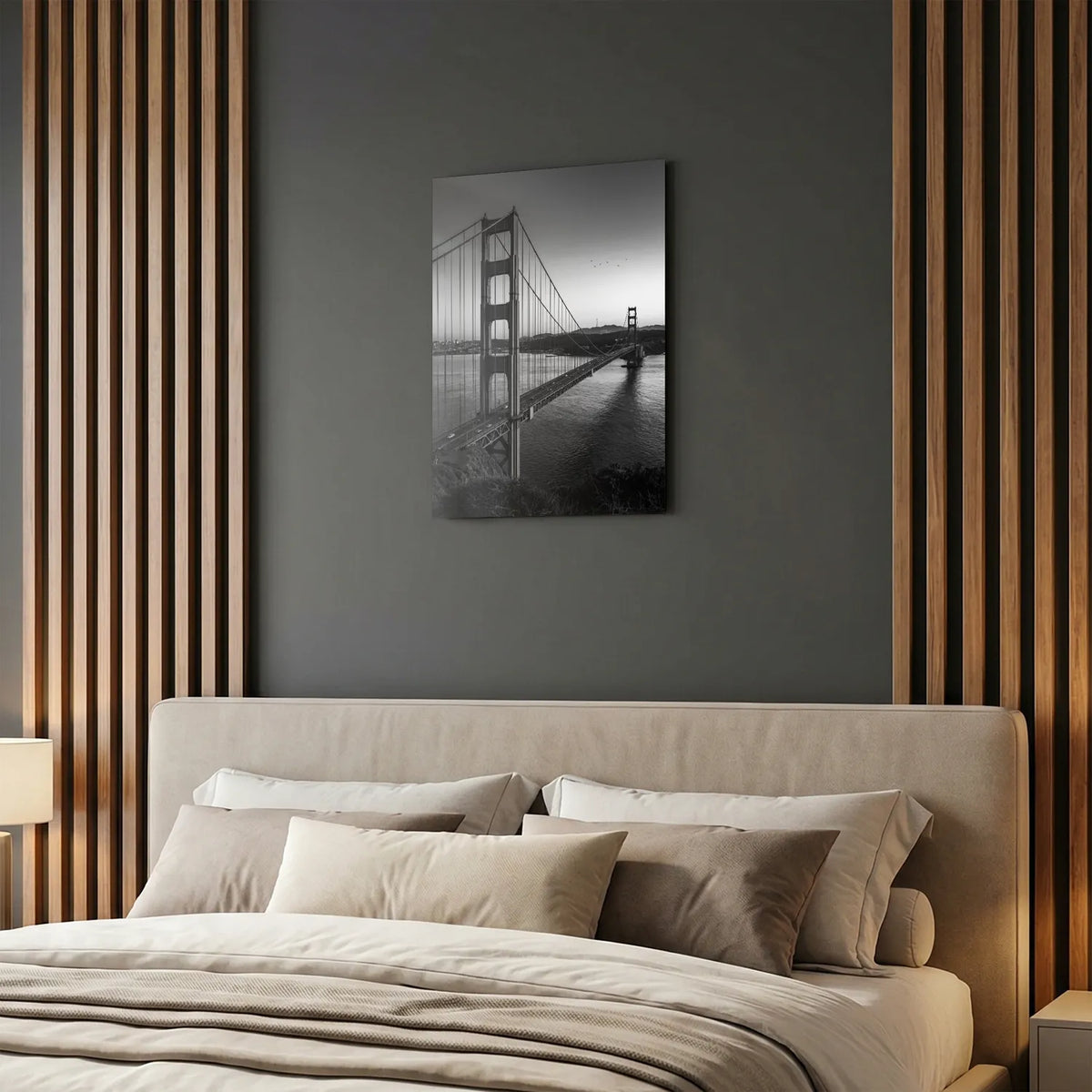 Tableau Golden Gate Bridge San Francisco N&B | en Métal Format A3
