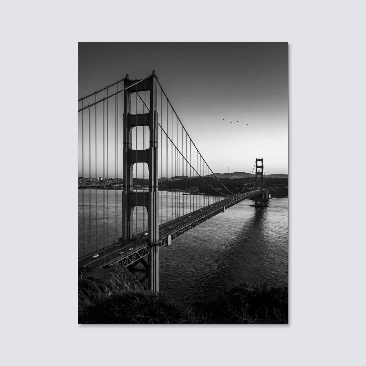 Tableau Golden Gate Bridge San Francisco N&B | en Métal Format A3