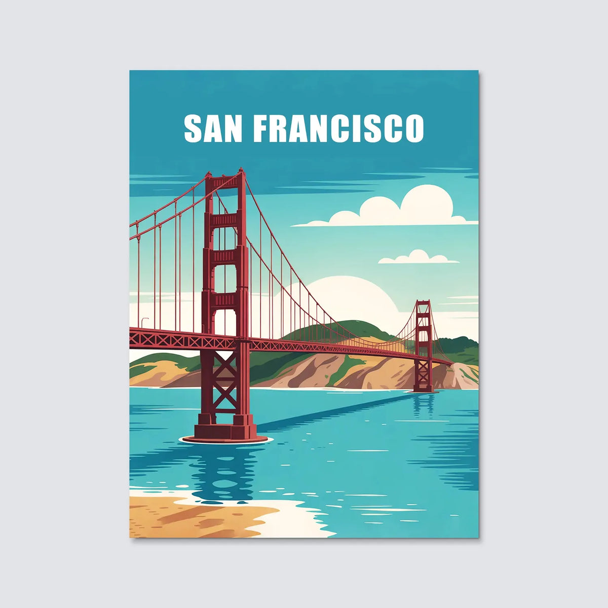 Tableau Golden Gate Bridge San Francisco - Illustration | en Métal Format A3
