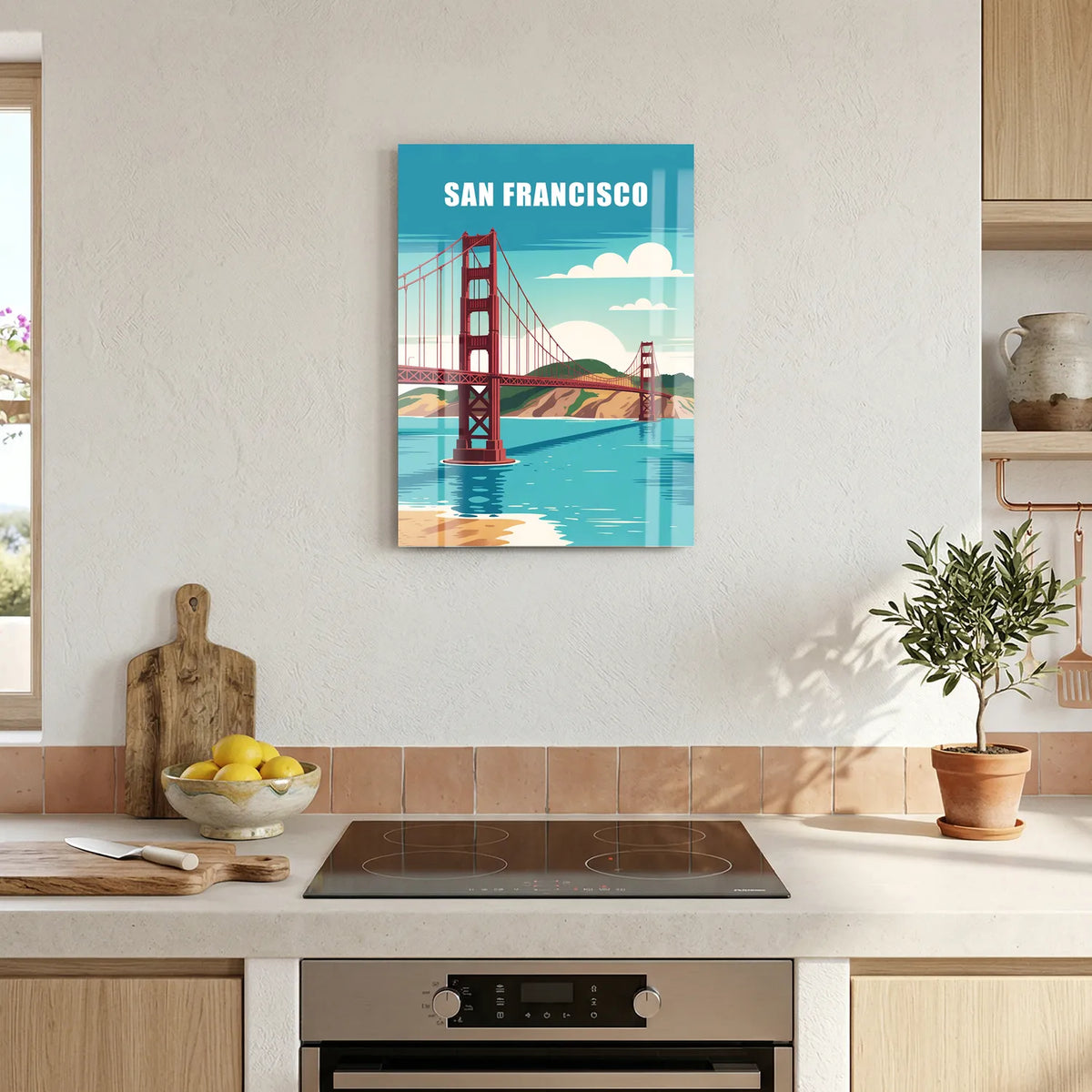 Tableau Golden Gate Bridge San Francisco - Illustration | en Métal Format A3