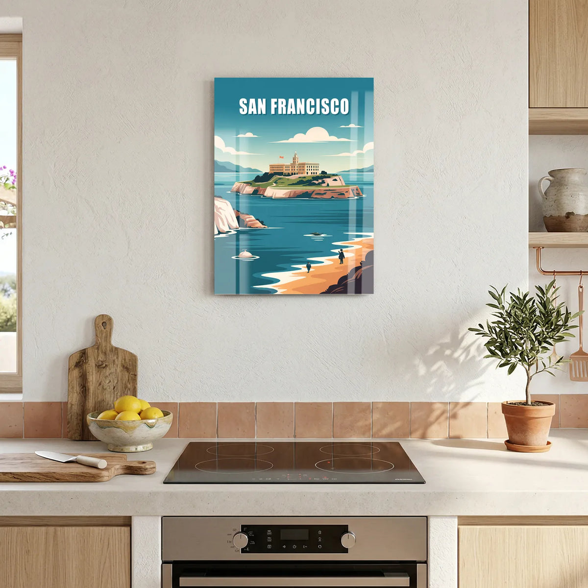 Tableau Alcatraz San Francisco - Illustration | en Métal Format A3