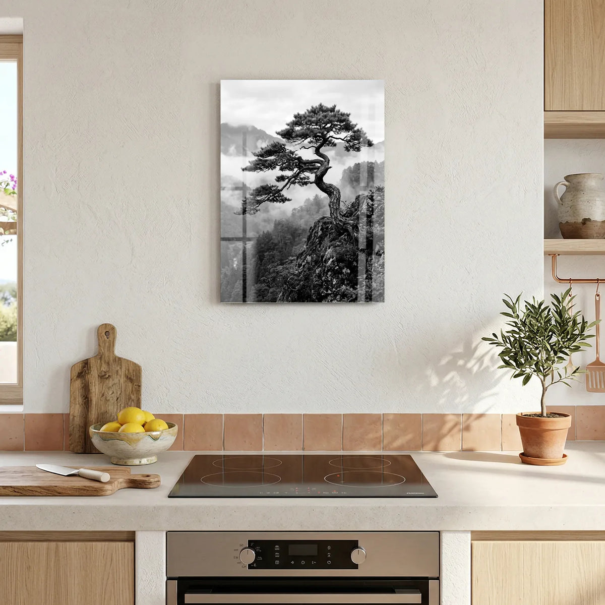 Tableau Pin sur la falaise N&B | en Métal Format A3