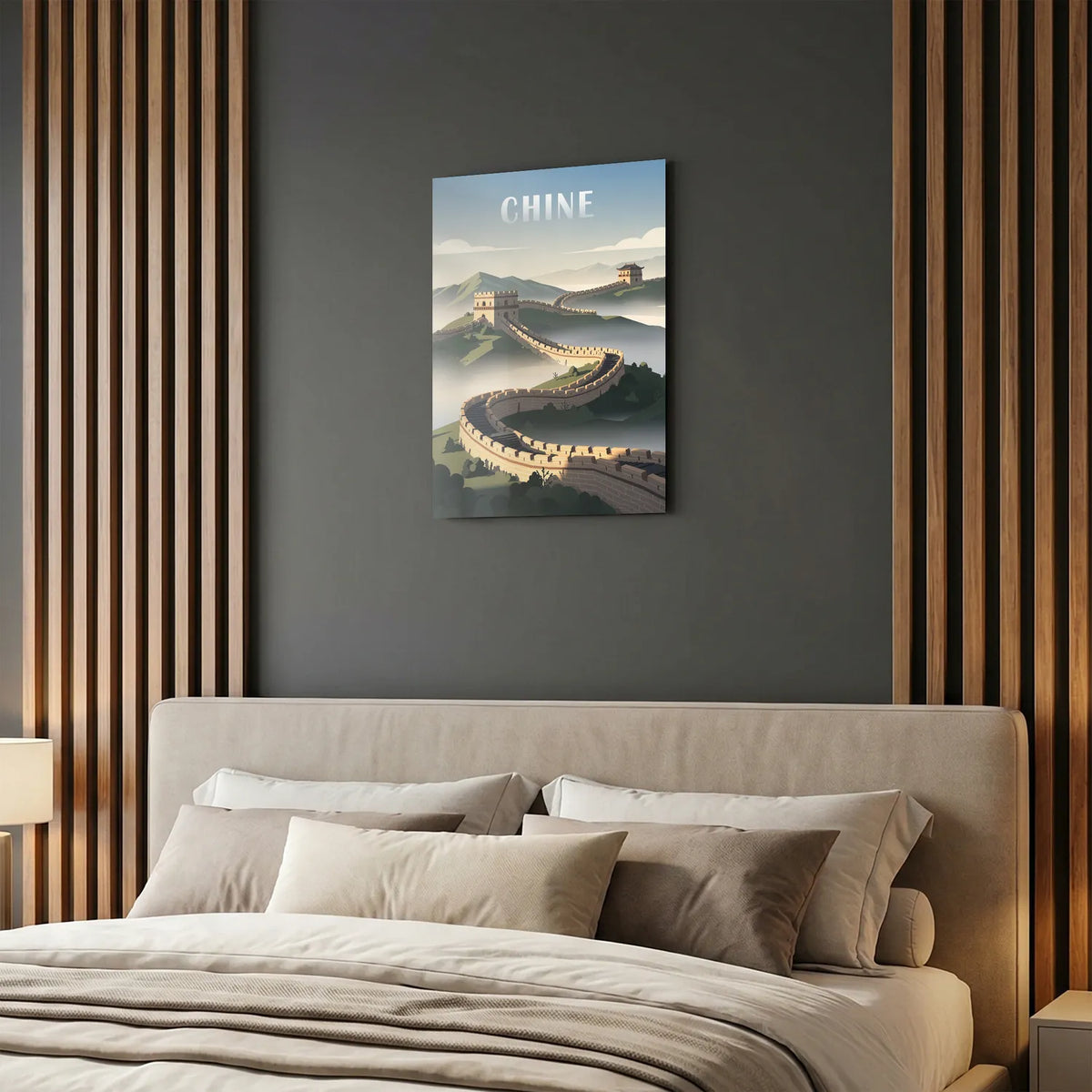 Tableau Grande Muraille de Chine - Illustration | en Métal Format A3