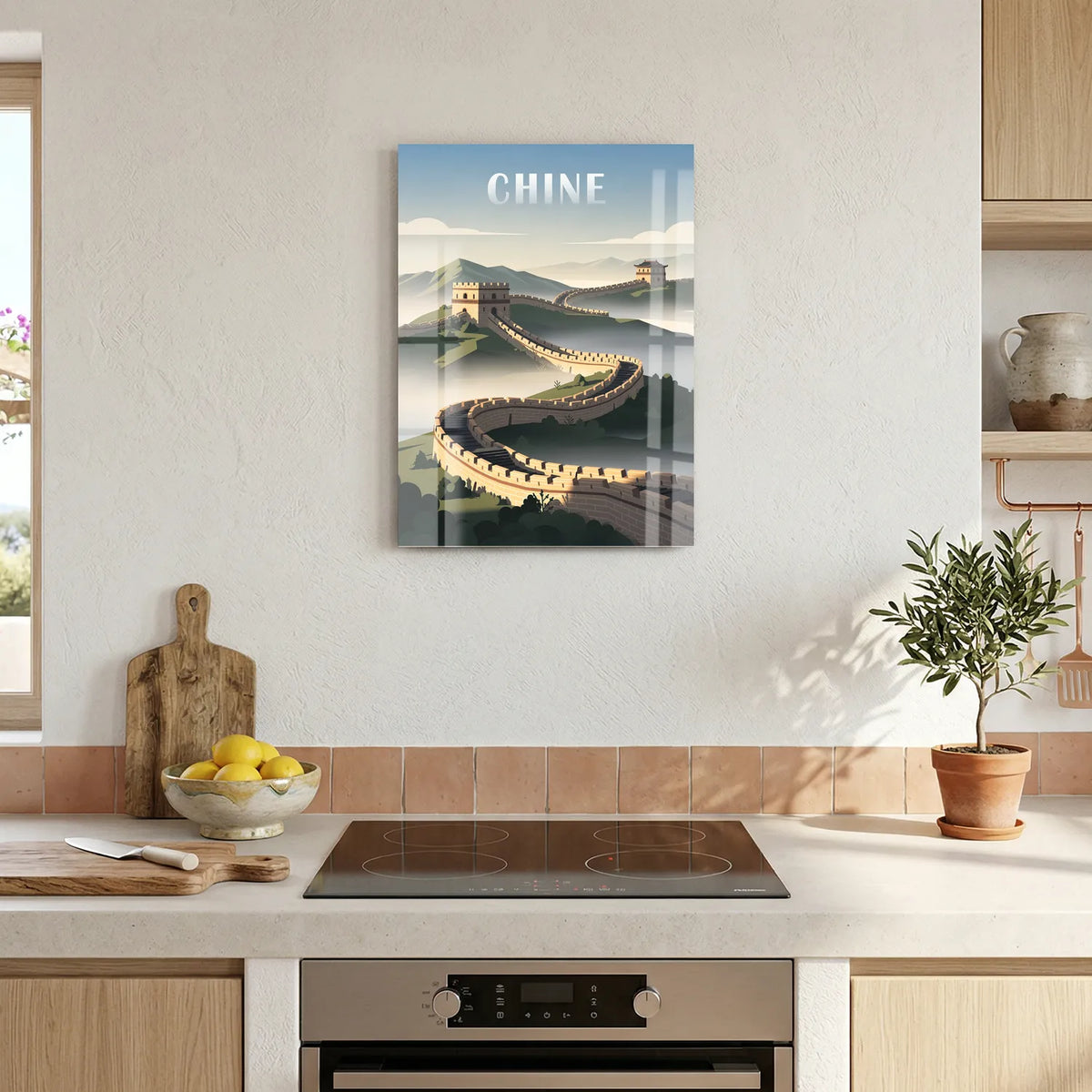 Tableau Grande Muraille de Chine - Illustration | en Métal Format A3