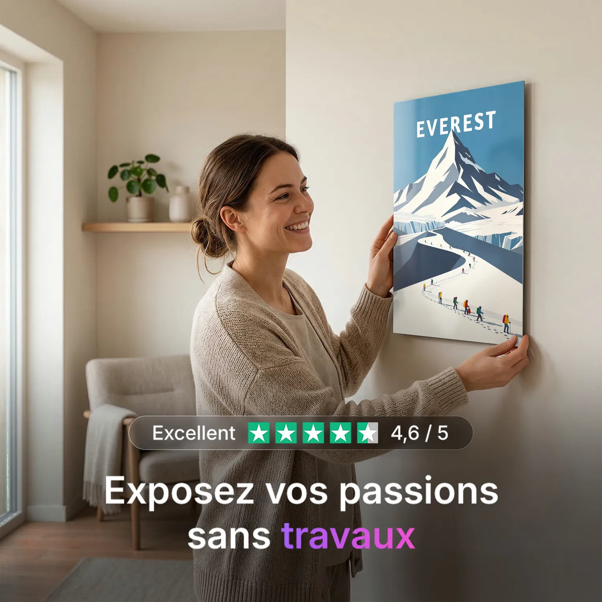 Tableau Le Mont Everest - Illustration | en Métal Format A3