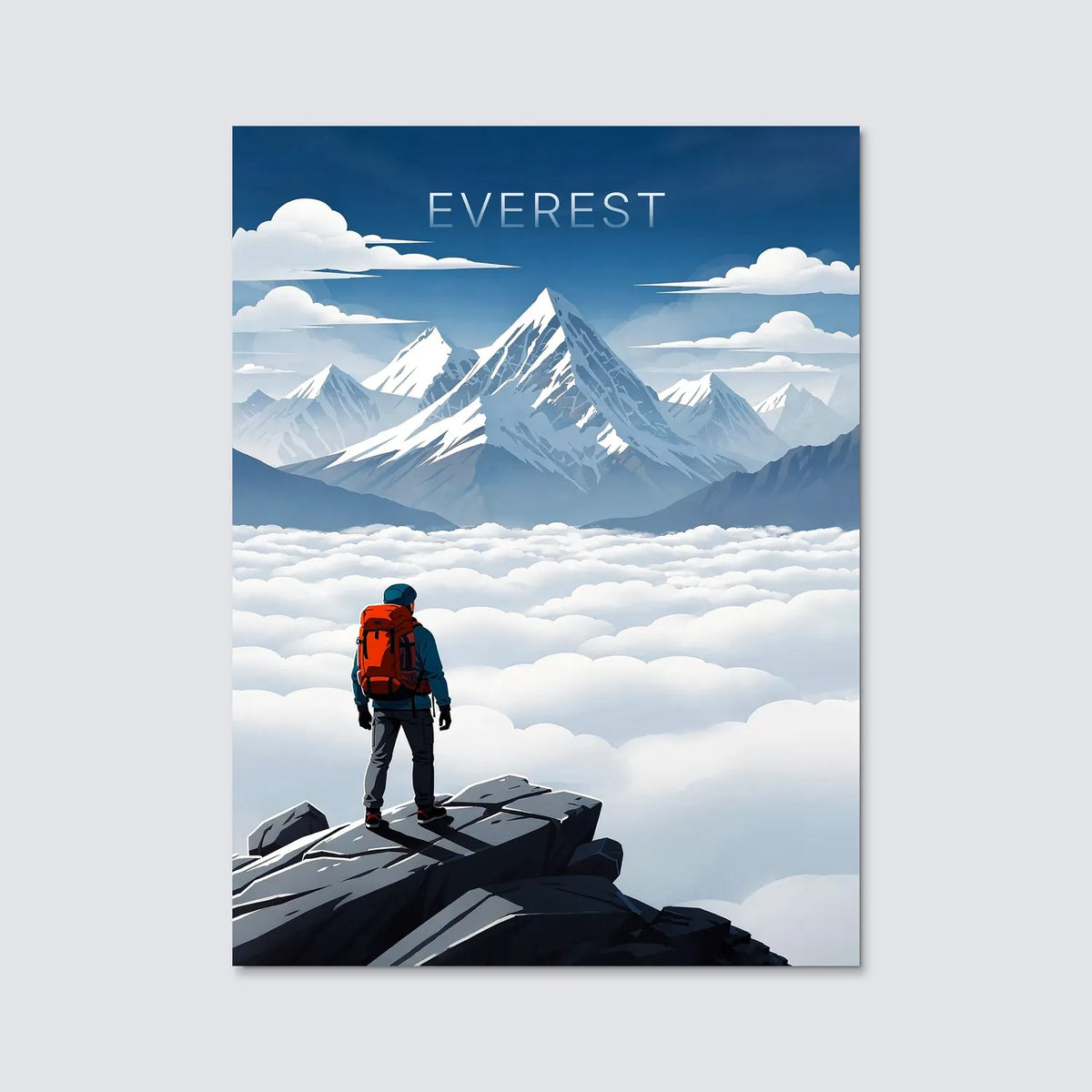 Tableau Ascension de l'Everest - Illustration | en Métal Format A3