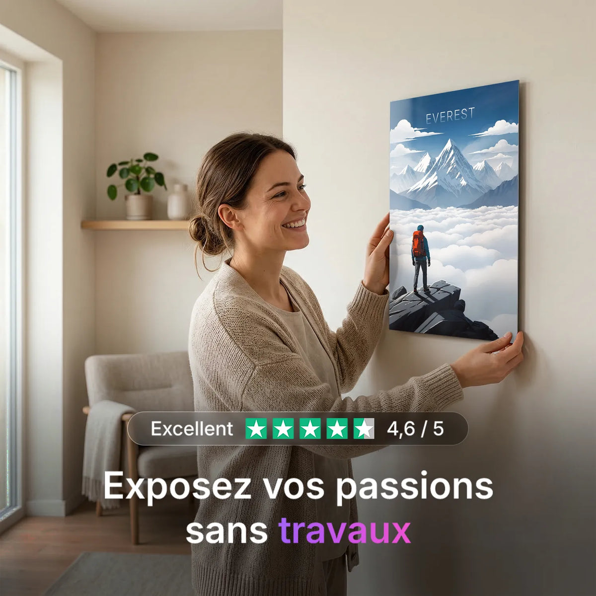 Tableau Ascension de l'Everest - Illustration | en Métal Format A3