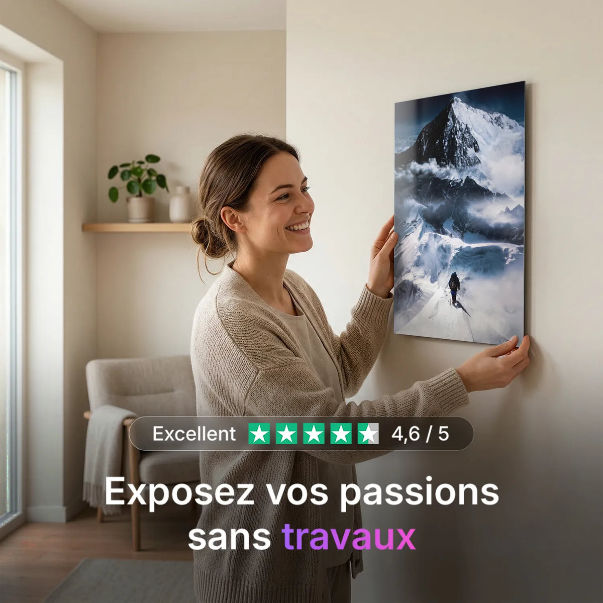 Tableau Ascension de l'Everest | en Métal Format A3