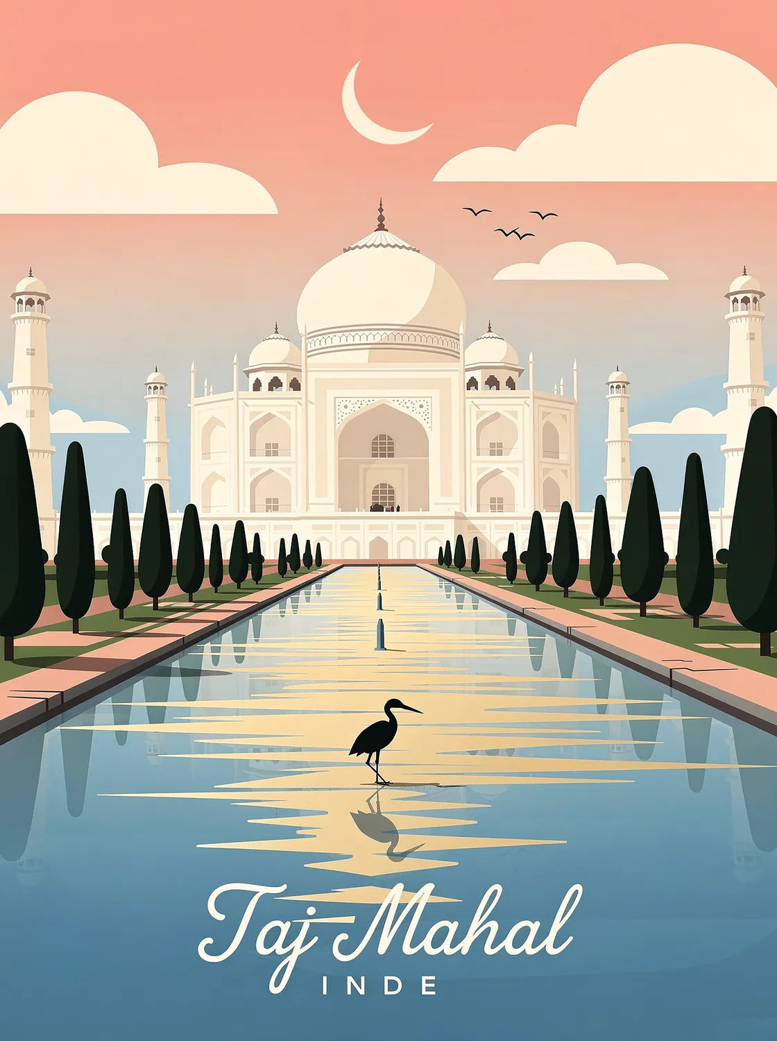 Tableau Taj Mahal - Illustration | en Métal Format A3