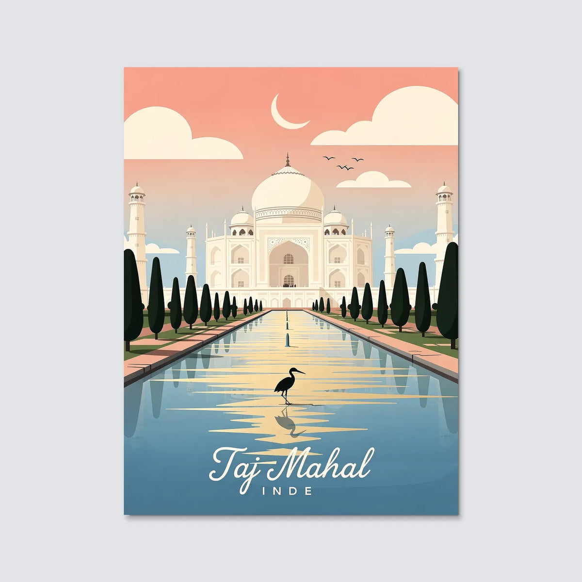 Tableau Taj Mahal - Illustration | en Métal Format A3