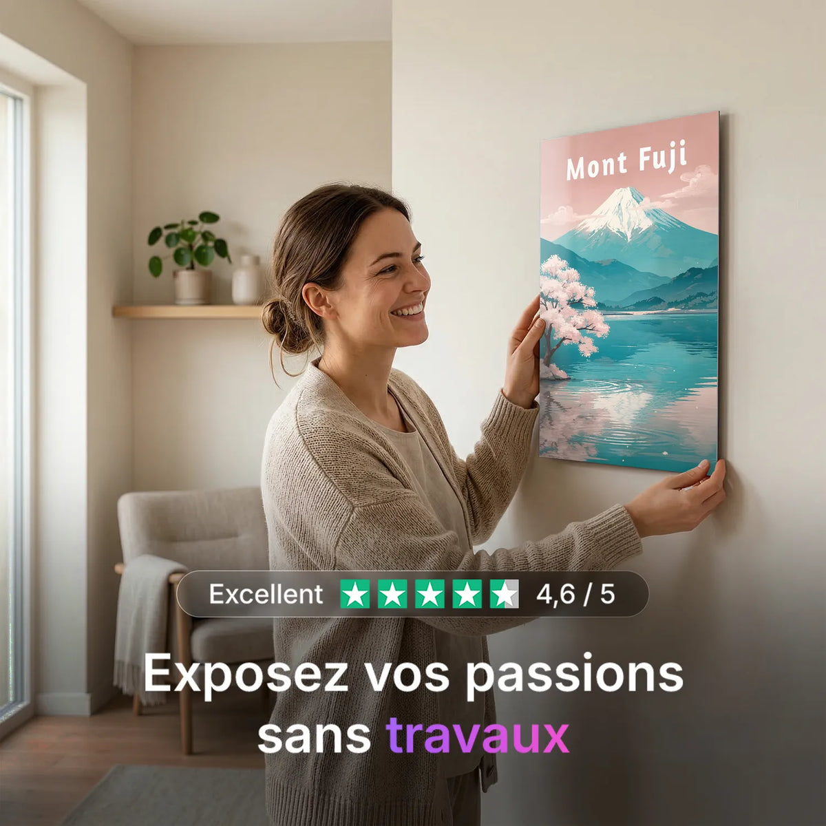 Tableau Mont Fuji - Illustration | en Métal Format A3