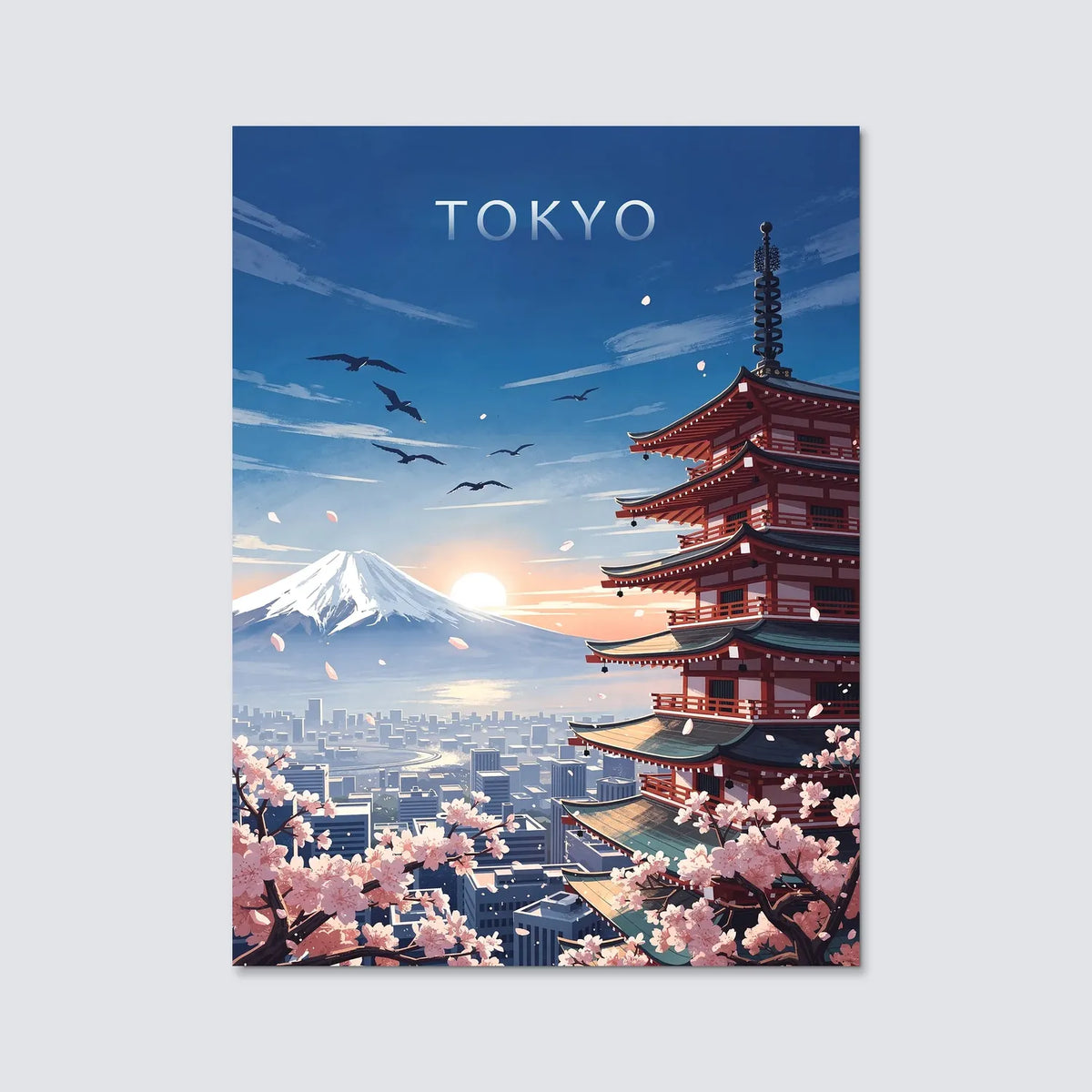 Tableau Temple Japonais - Illustration | en Métal Format A3