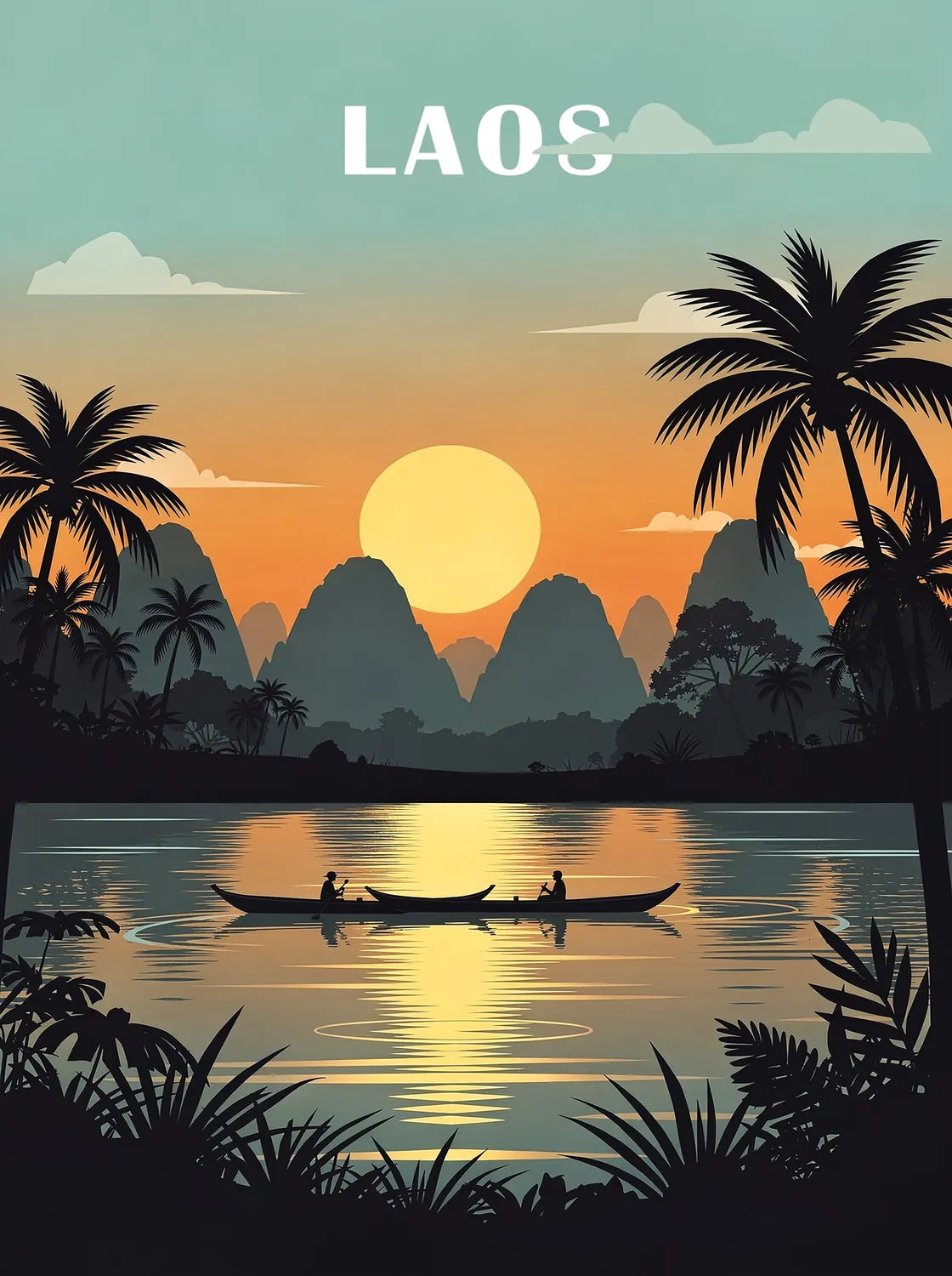 Tableau Le Laos - Illustration | en Métal Format A3
