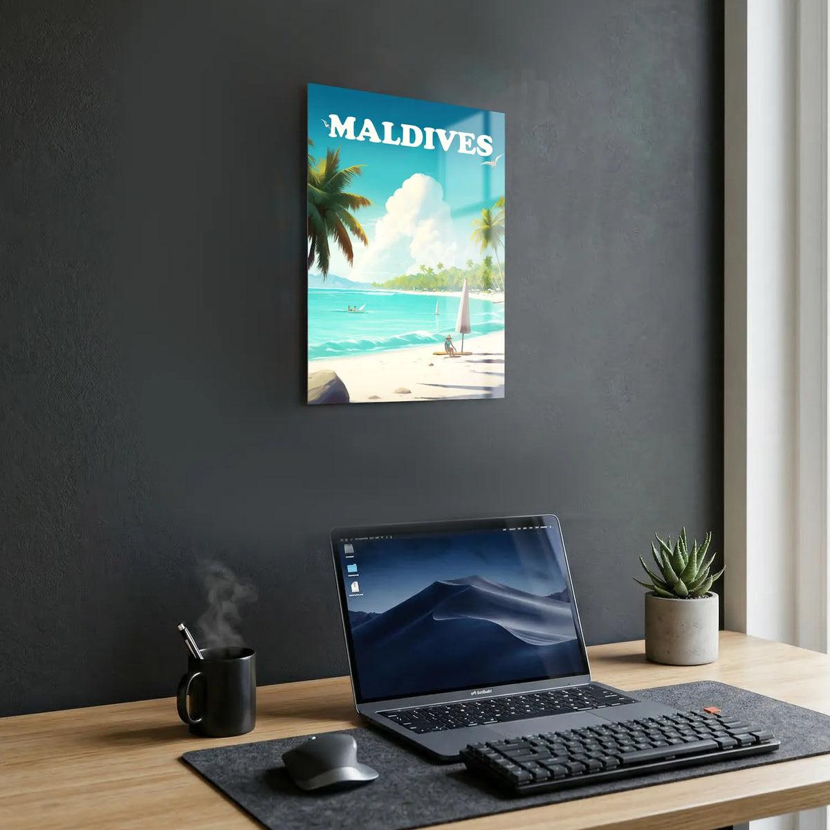Tableau Bronzette aux Maldives - Illustration | en Métal Format A3
