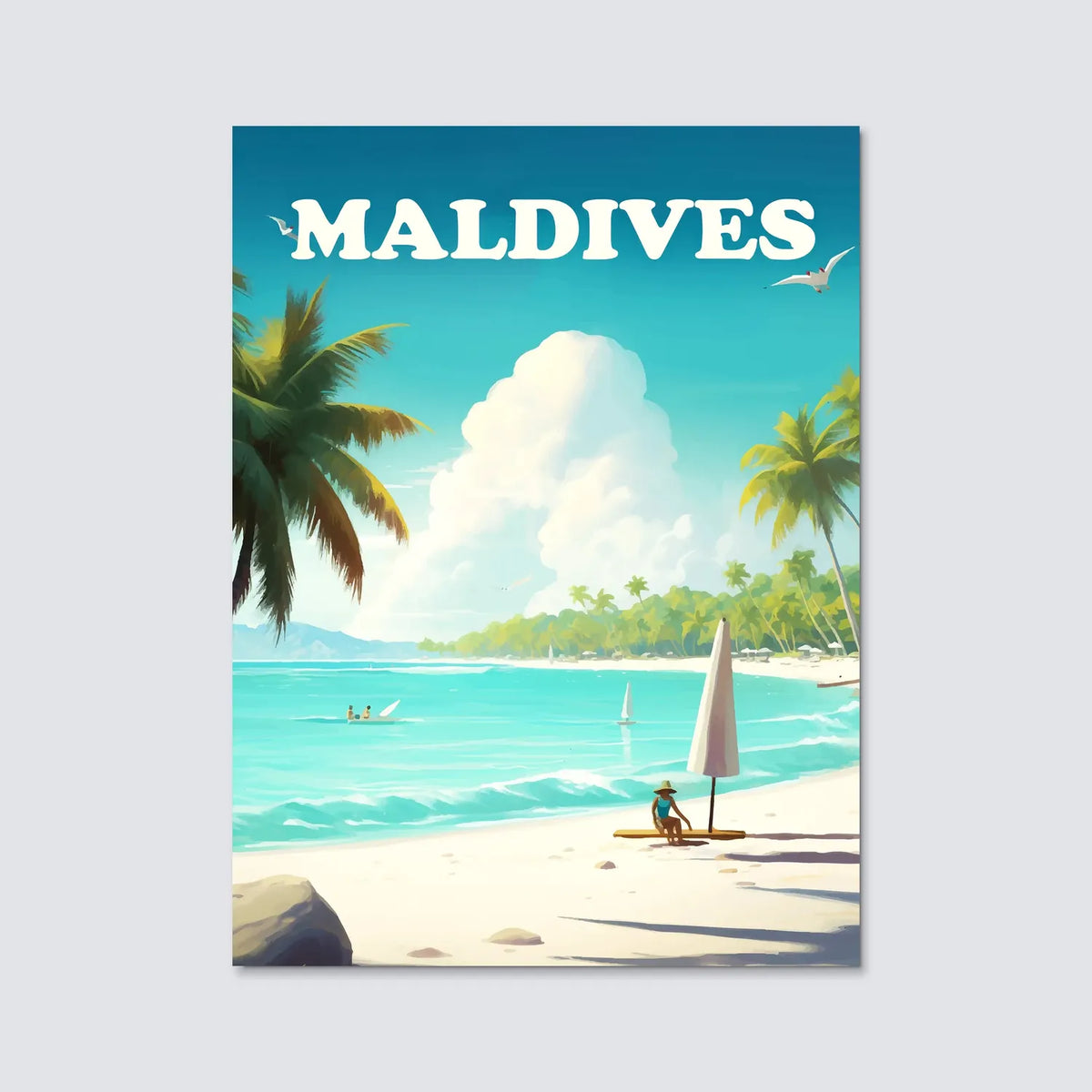 Tableau Bronzette aux Maldives - Illustration | en Métal Format A3