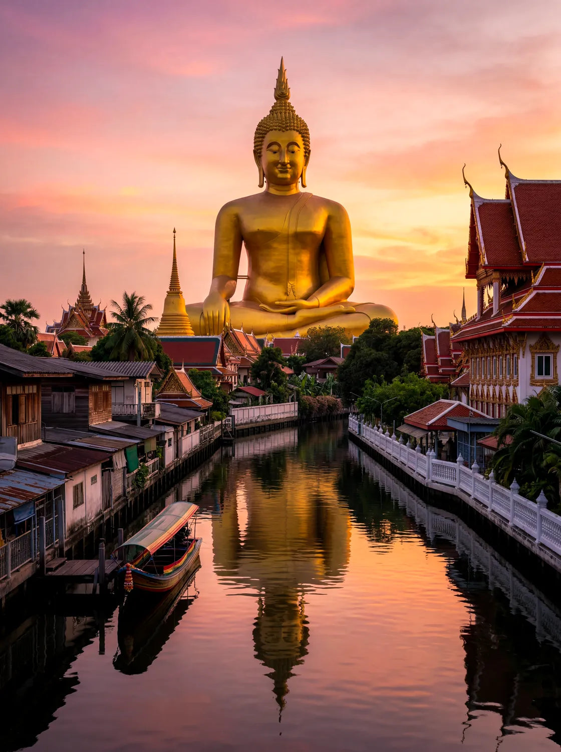 Tableau Bouddha Wat Muang en Thaïlande | en Métal Format A3