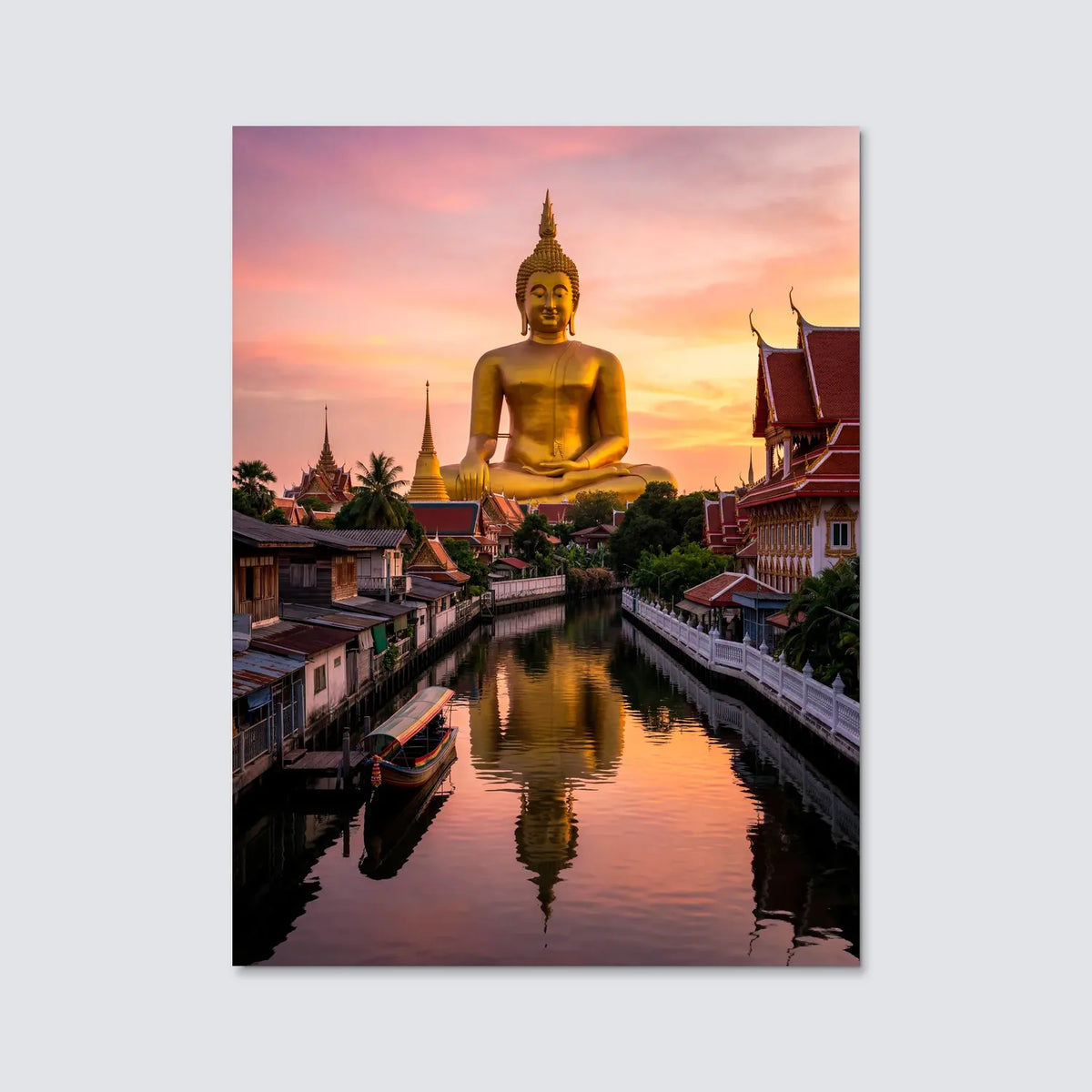 Tableau Bouddha Wat Muang en Thaïlande | en Métal Format A3