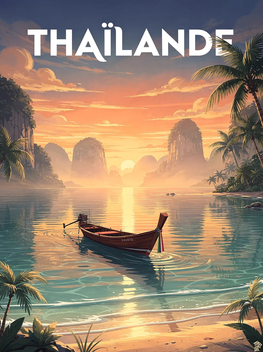 Tableau Thaïlande - Illustration | en Métal Format A3