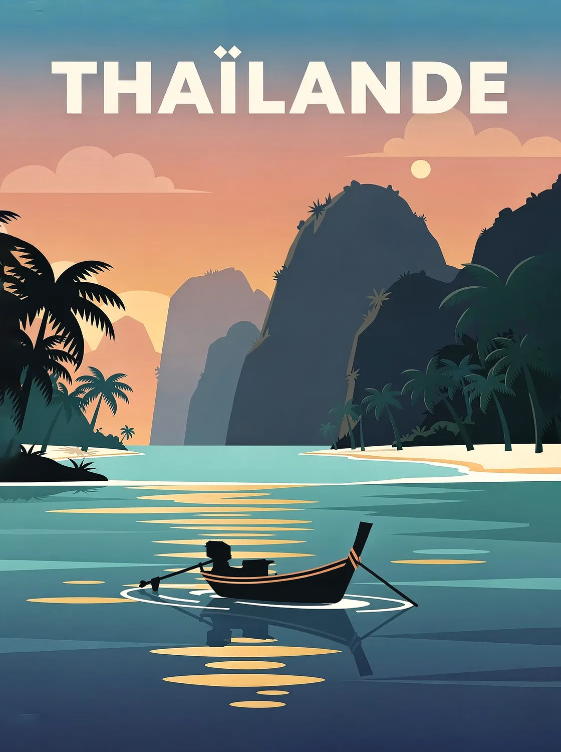 Tableau Voyage en Thaïlande - Illustration | en Métal Format A3