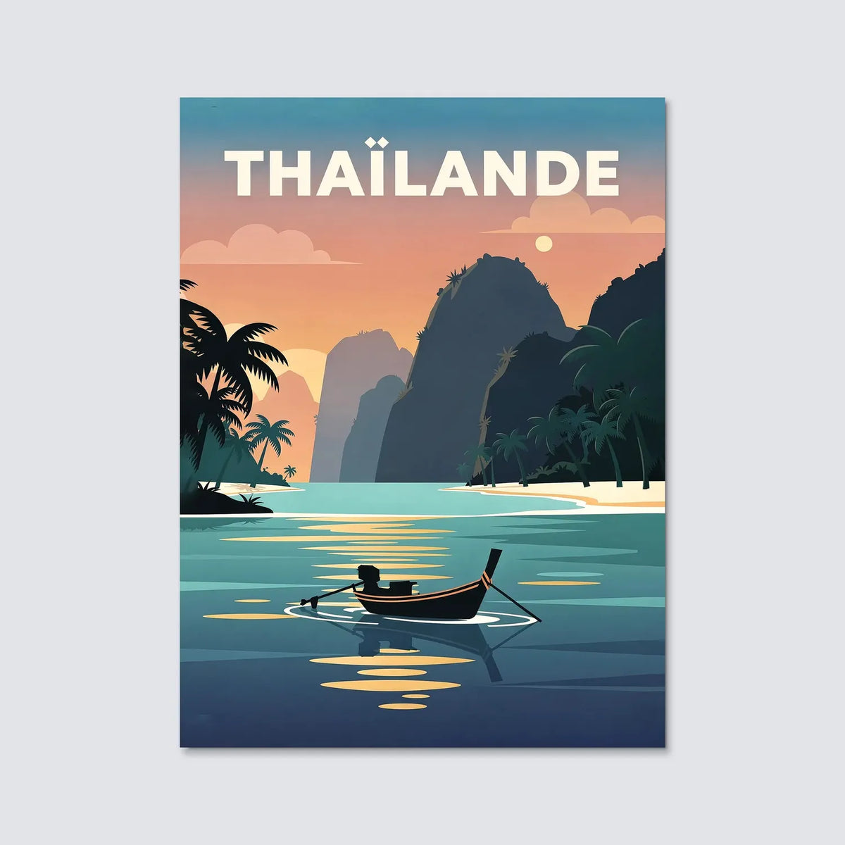 Tableau Voyage en Thaïlande - Illustration | en Métal Format A3