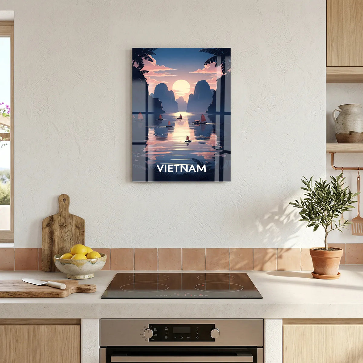 Tableau Coucher de Soleil au Vietnam - Illustration | en Métal Format A3