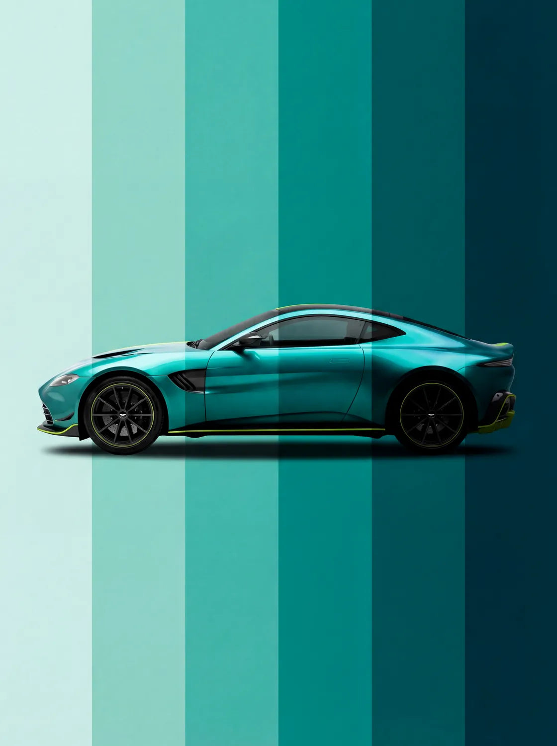 Tableau Aston Martin Vantage — Dégradé | en Métal Format A3