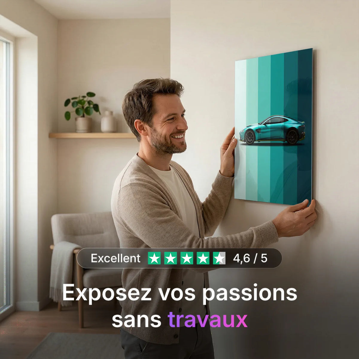 Tableau Aston Martin Vantage — Dégradé | en Métal Format A3