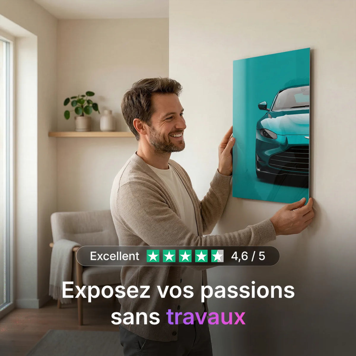 Tableau Aston Martin Vantage — Signature | en Métal Format A3