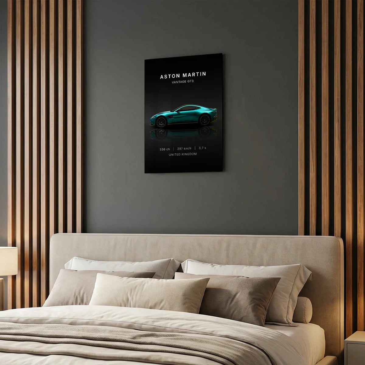 Tableau Aston Martin Vantage — Performances | en Métal Format A3