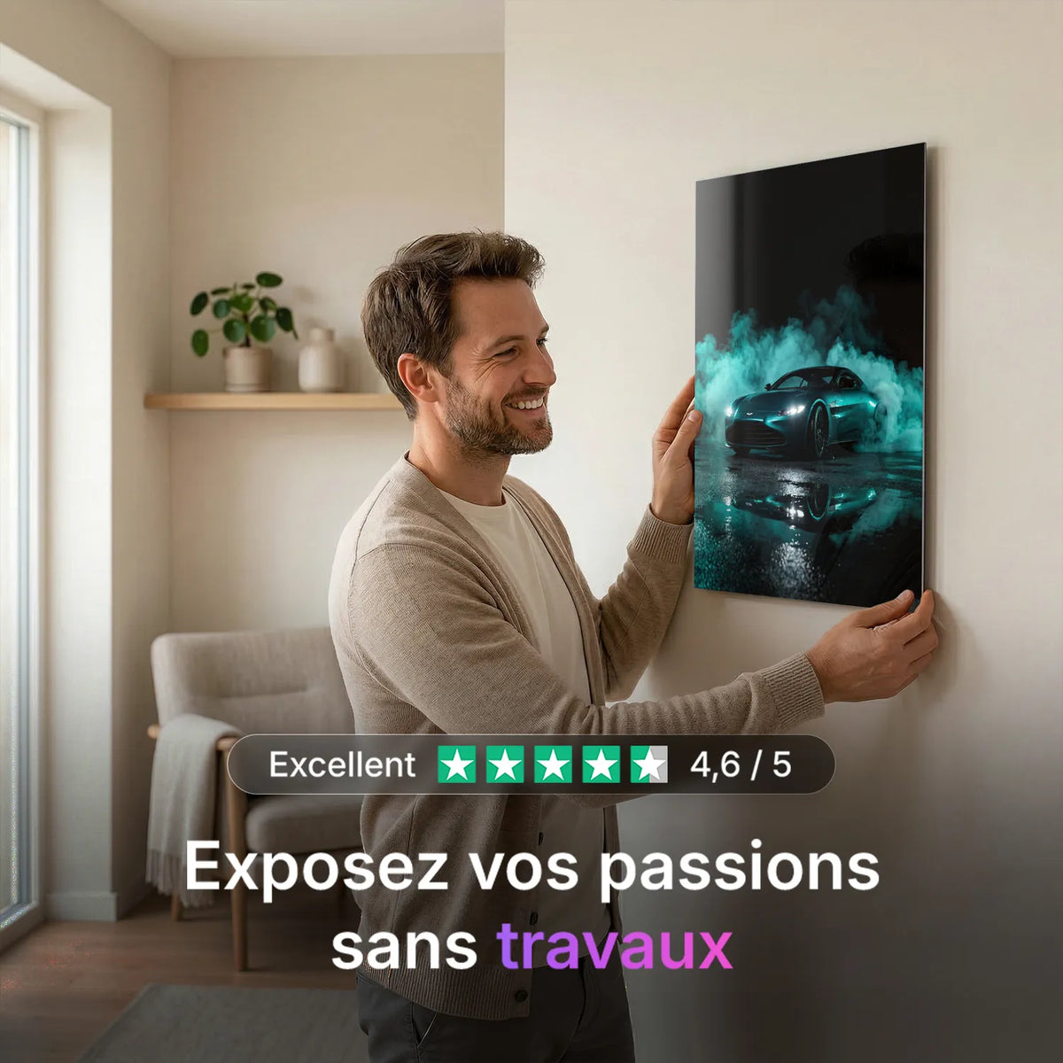 Tableau Aston Martin Vantage — Néon | en Métal Format A3