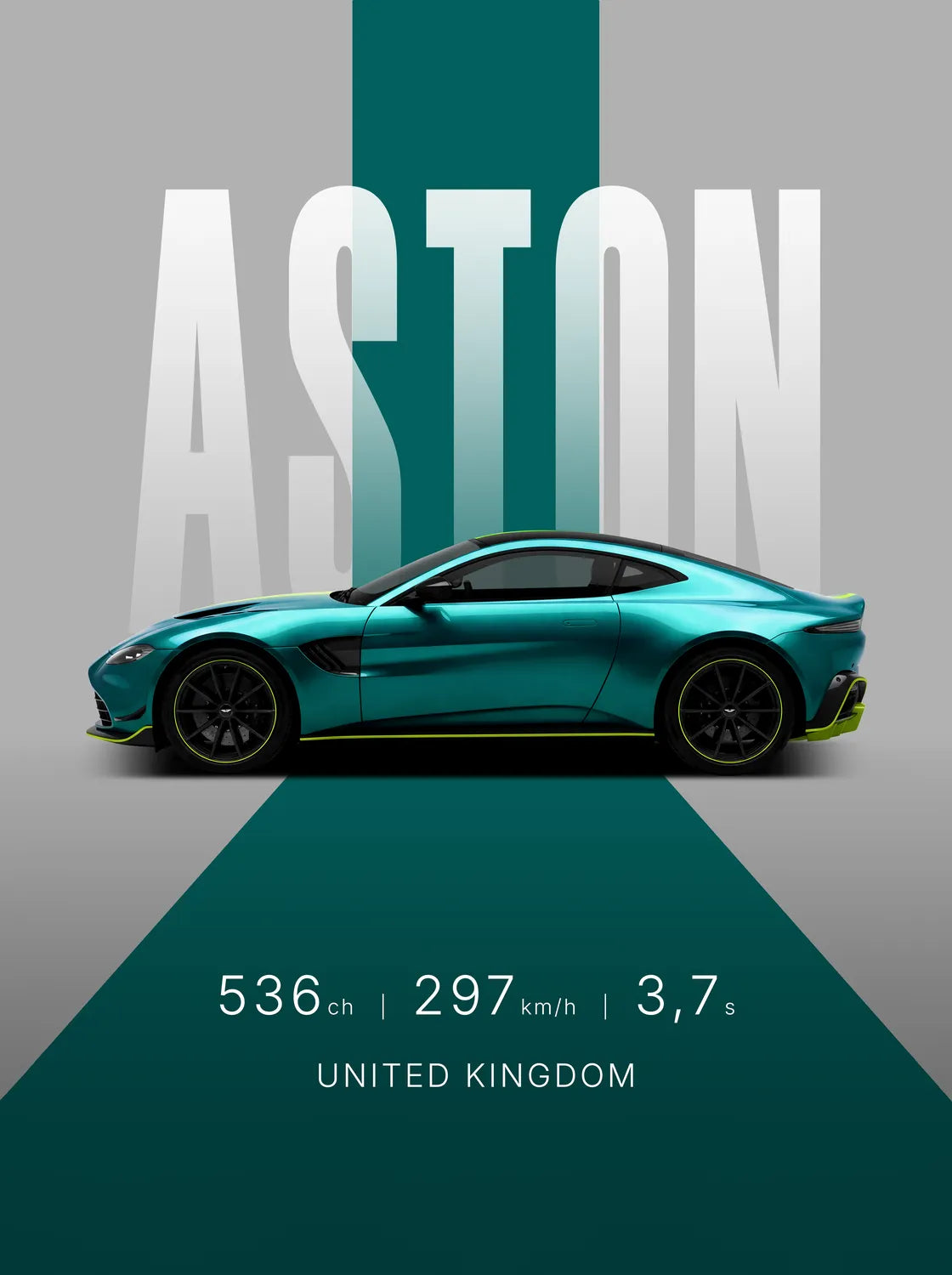 Tableau Aston Martin Vantage — Studio | en Métal Format A3