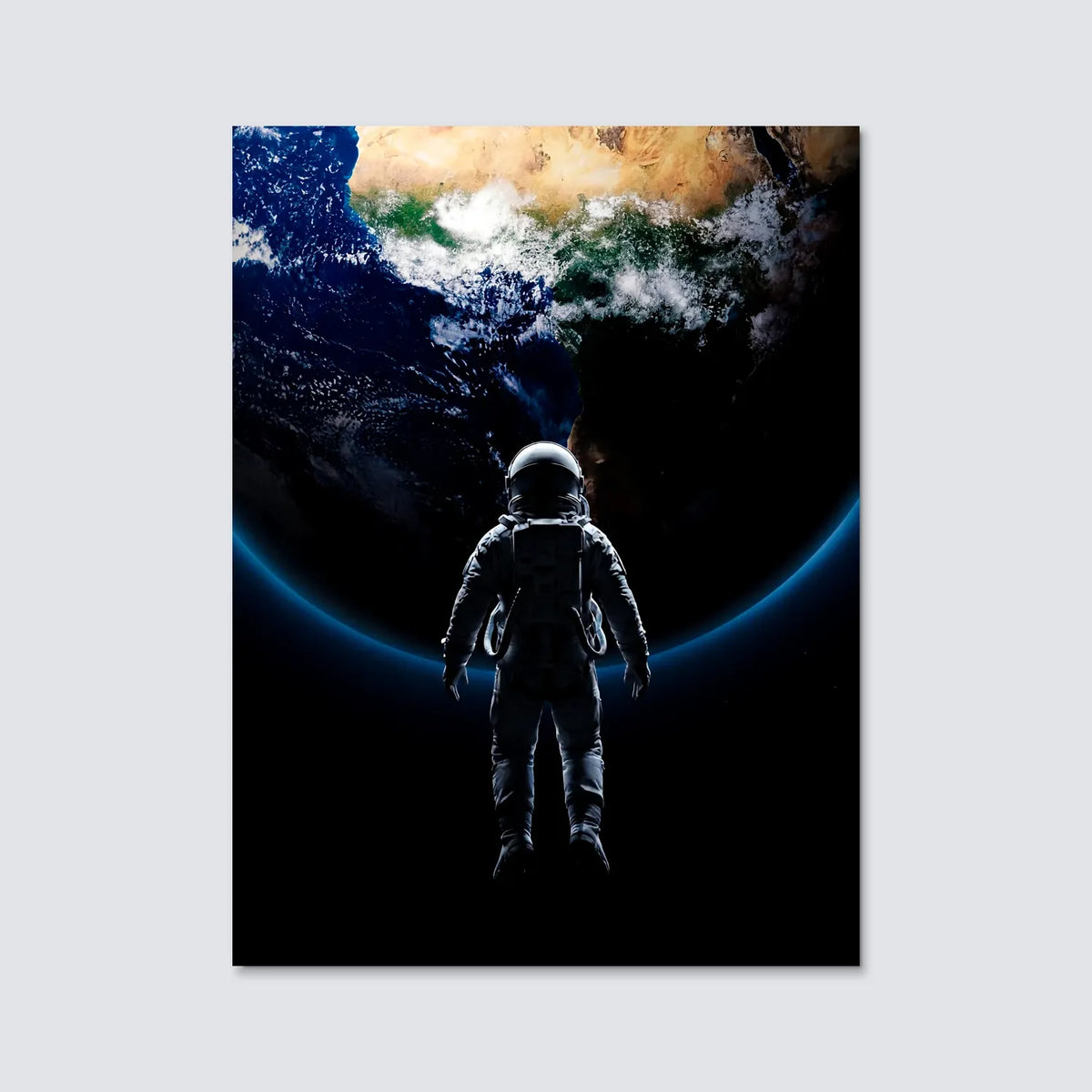 Tableau Astronaute face à La Terre | en Métal Format A3