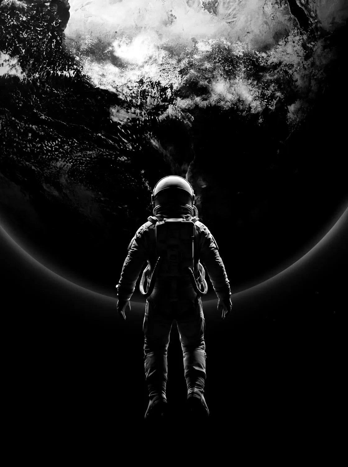 Tableau Astronaute face à La Terre | en Métal Format A3