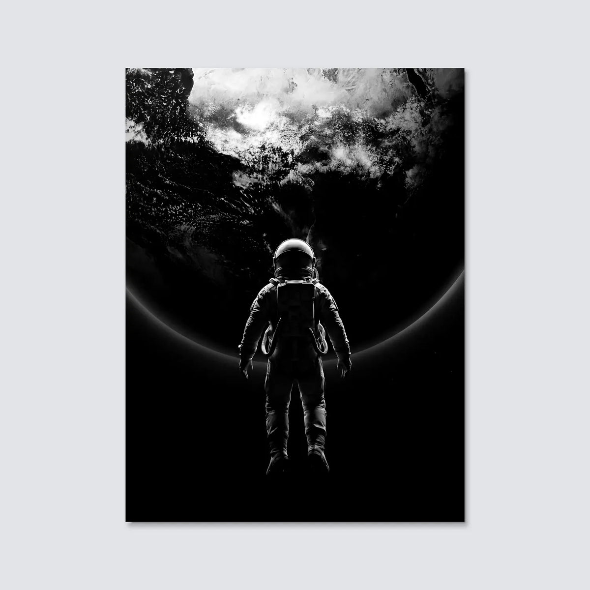 Tableau Astronaute face à La Terre | en Métal Format A3