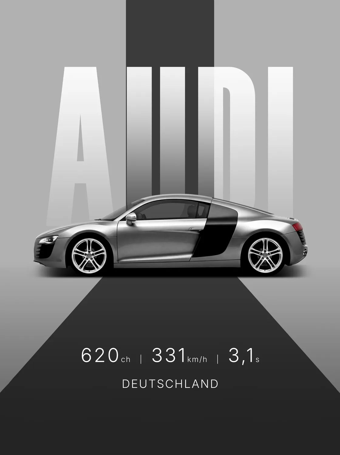 Tableau Audi R8 V10 — Studio | en Métal Format A3