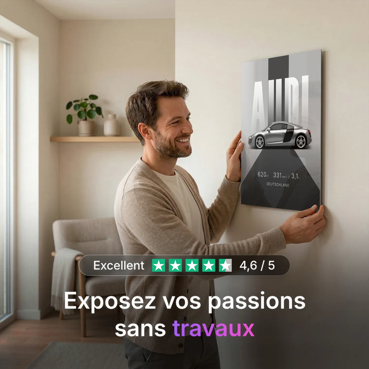 Tableau Audi R8 V10 — Studio | en Métal Format A3