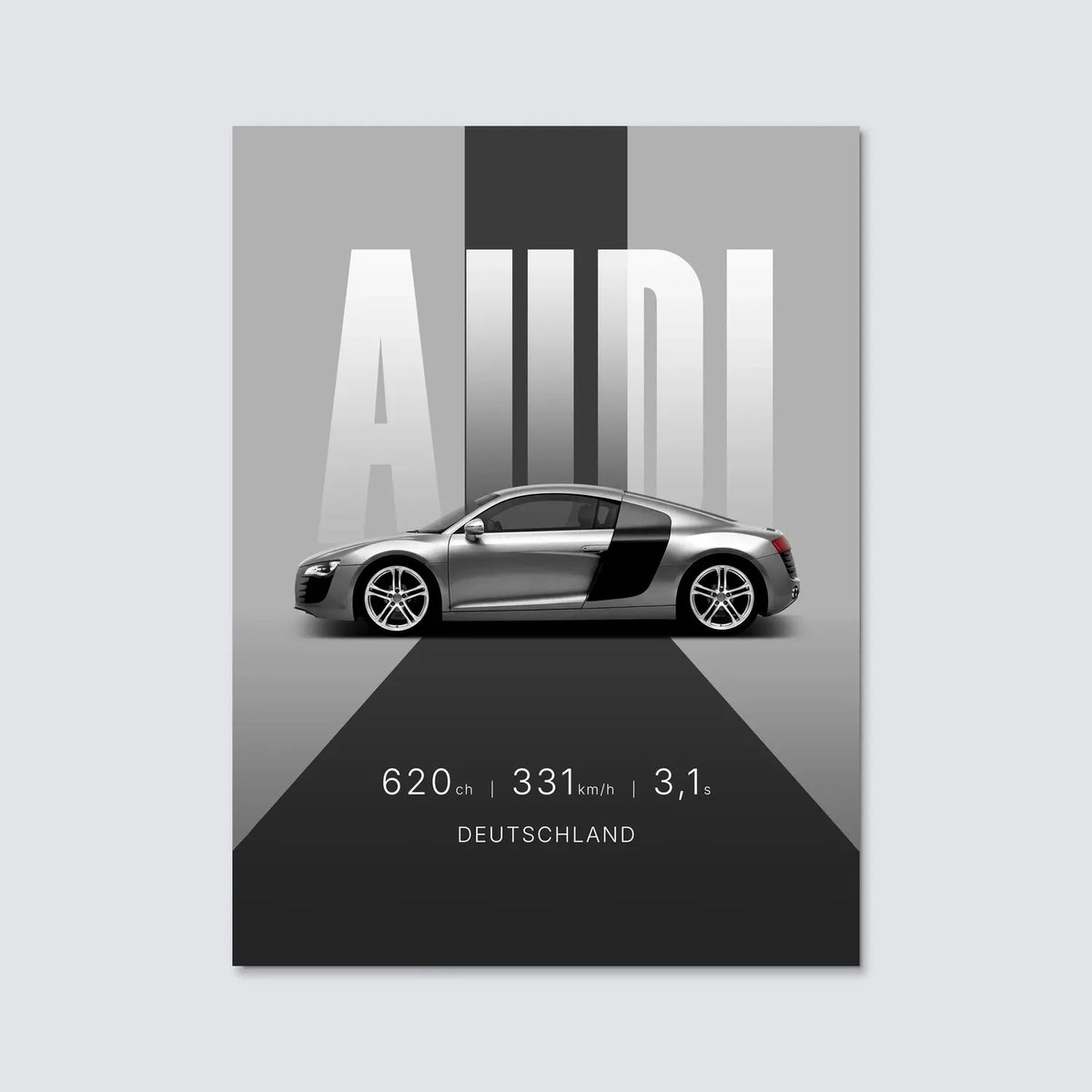 Tableau Audi R8 V10 — Studio | en Métal Format A3