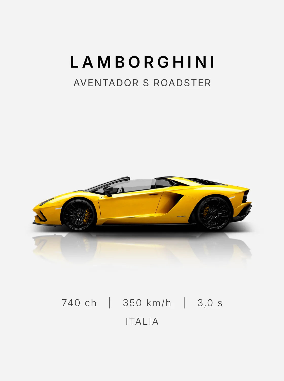Tableau Lamborghini Aventador S Roadster — Performances | en Métal Format A3