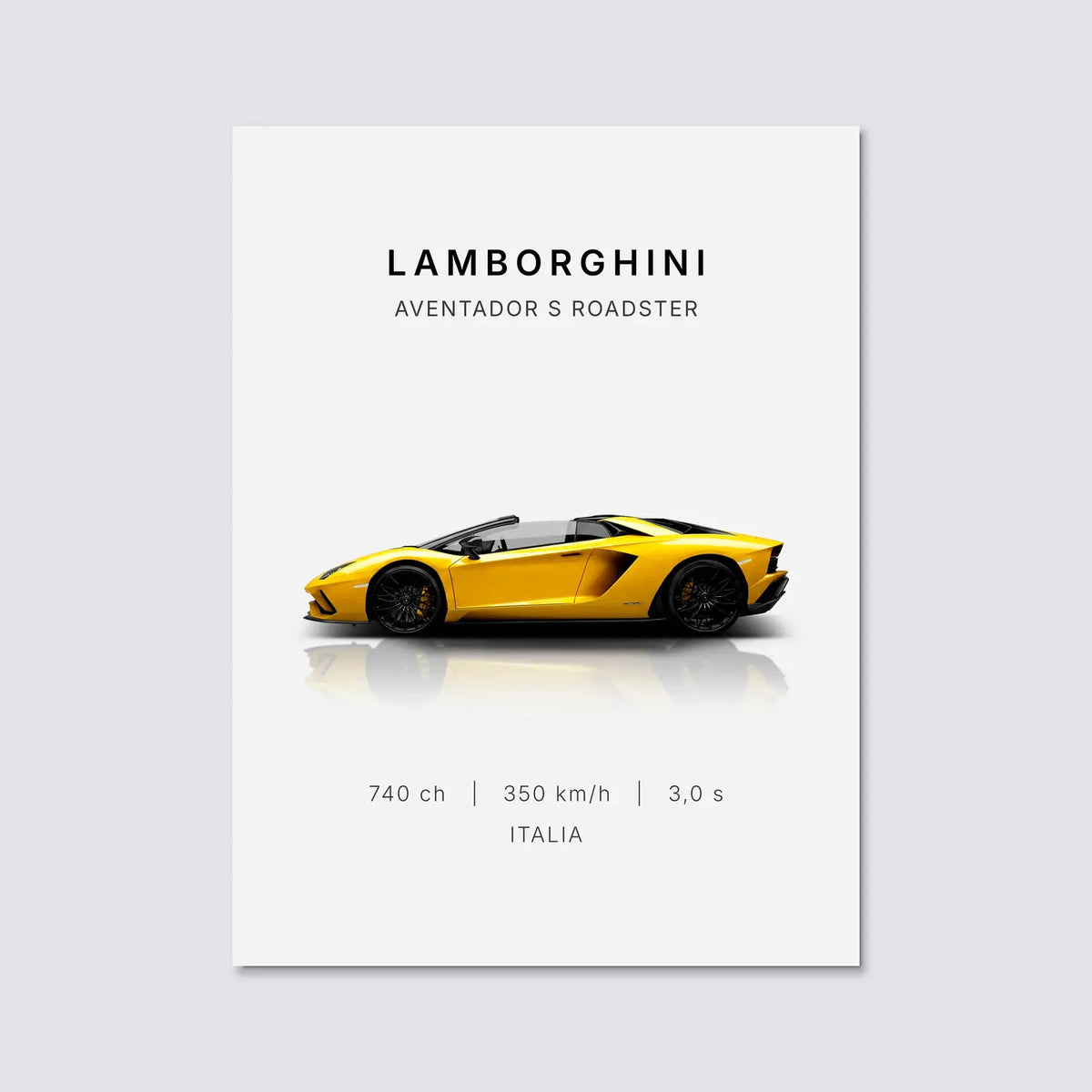 Tableau Lamborghini Aventador S Roadster — Performances | en Métal Format A3