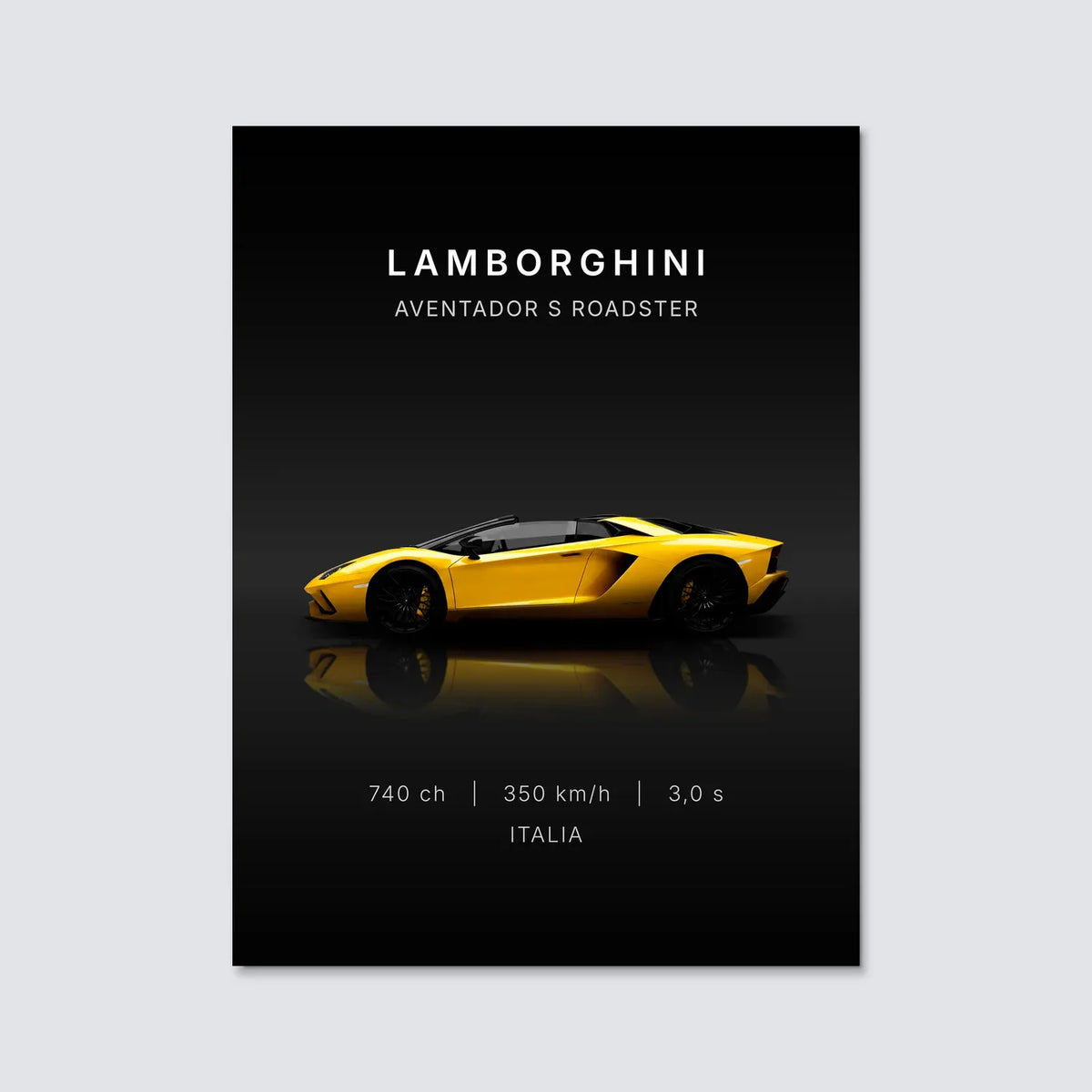 Tableau Lamborghini Aventador S Roadster — Performances | en Métal Format A3