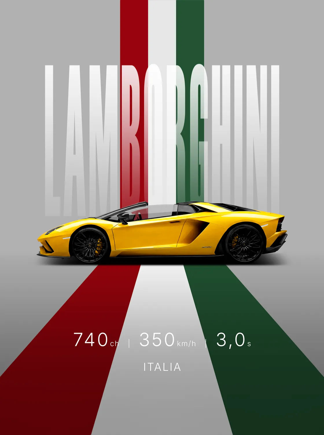 Tableau Lamborghini Aventador S Roadster — Studio | en Métal Format A3