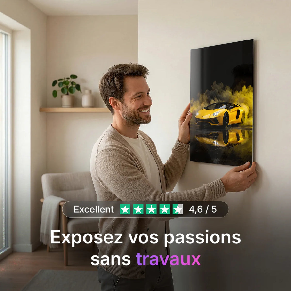 Tableau Lamborghini Aventador S Roadster — Néon | en Métal Format A3